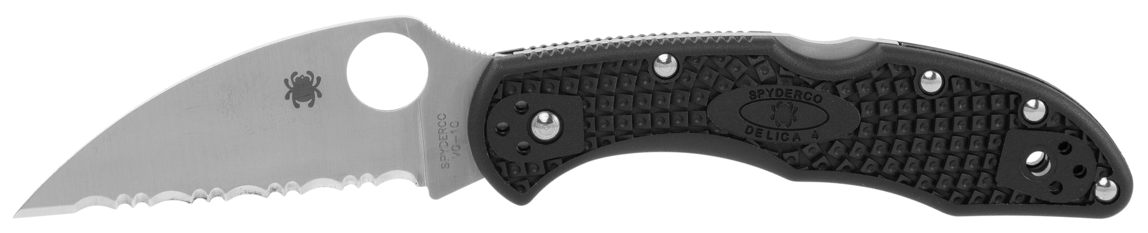 Spyderco C11FSWCBK Delica 4 Lightweight 2.87" Folding Wharncliffe Serrated VG-10 SS Blade Black FRN Handle Includes Pocket Clip                                                                         
