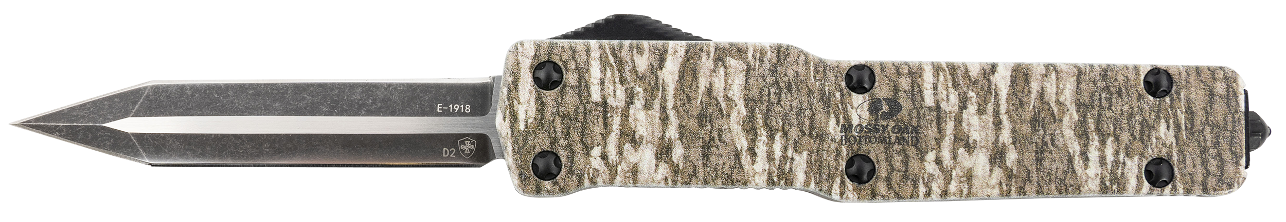 Templar Knife MZMOB121 Premium Weighted Slim 3.16" OTF Dagger Plain Black Oxide Stonewashed Powdered D2 Steel Blade/4.93" Mossy Oak Bottomland Aluminum Zinc Alloy Handle