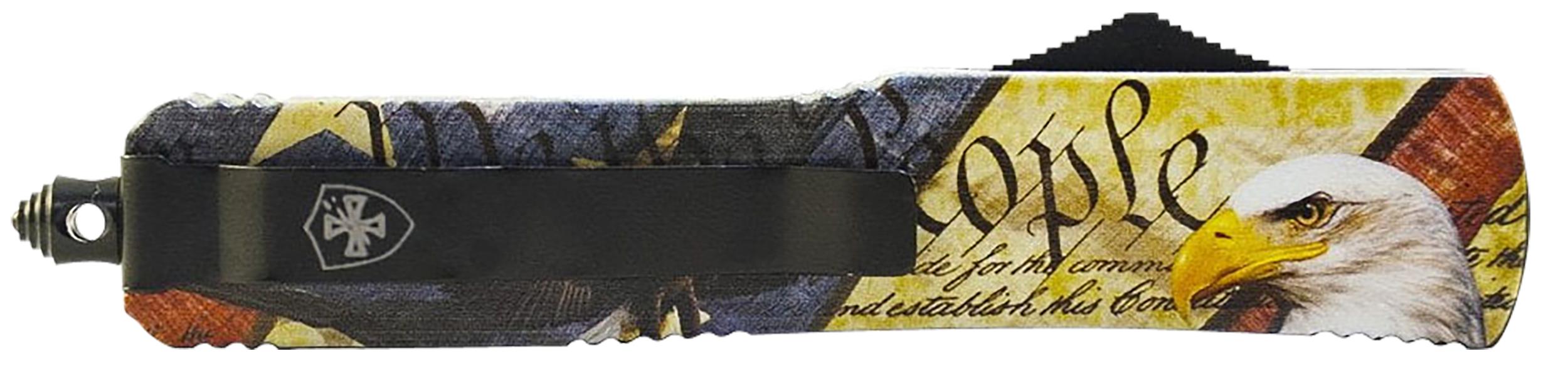 Templar Knife MZEG321 Premium Weighted Slim 3.16" OTF Drop Point Plain Black Oxide Stonewashed Powdered D2 Steel Blade/4.93" Eagle w/"We The People" Aluminum Zinc Alloy Handle