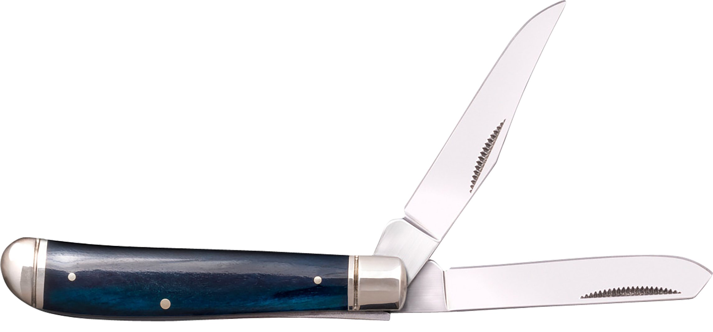 Cold Steel CSFLMTRPRB Trapper  Mini 2.60"/2.70" Folding Clip/Spey Plain 3Cr13MoV SS Blade/Dark Blue w/Polished Bolsters Bone Handle