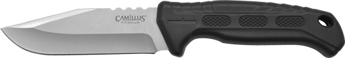 Camillus 19154 Hawker  4" Fixed Drop Point Plain Satin 420 Steel Titanium Bonded Blade Black Textured PP/TPR Handle