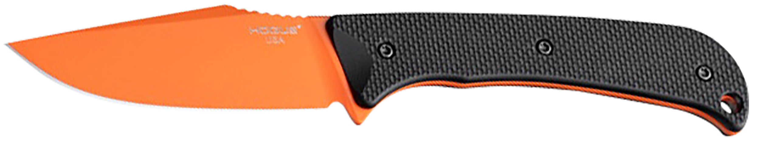 Hogue 35864 Extrak  3.30" Fixed Clip Point Plain Blaze Orange Cerakote CPM M4 Tool Steel Blade, Black Textured G10 Scales Handle