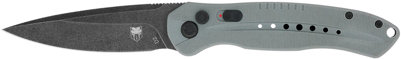 CobraTec Knives GRYDIABLOAUTO Diablo  3.50" Folding Black Stonewashed D2 Steel Blade, 4.75" Gray Textured G10 Scales Handle