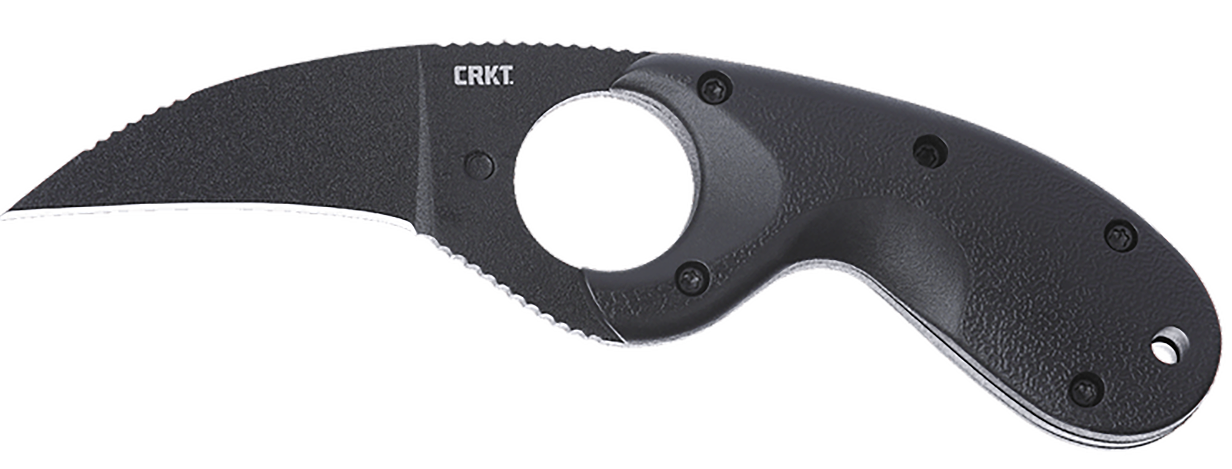 CRKT 2516K Bear Claw  2.39" Fixed Hawkbill Plain Black Powder Coated AUS-8A SS Blade, Black Textured GRN Handle