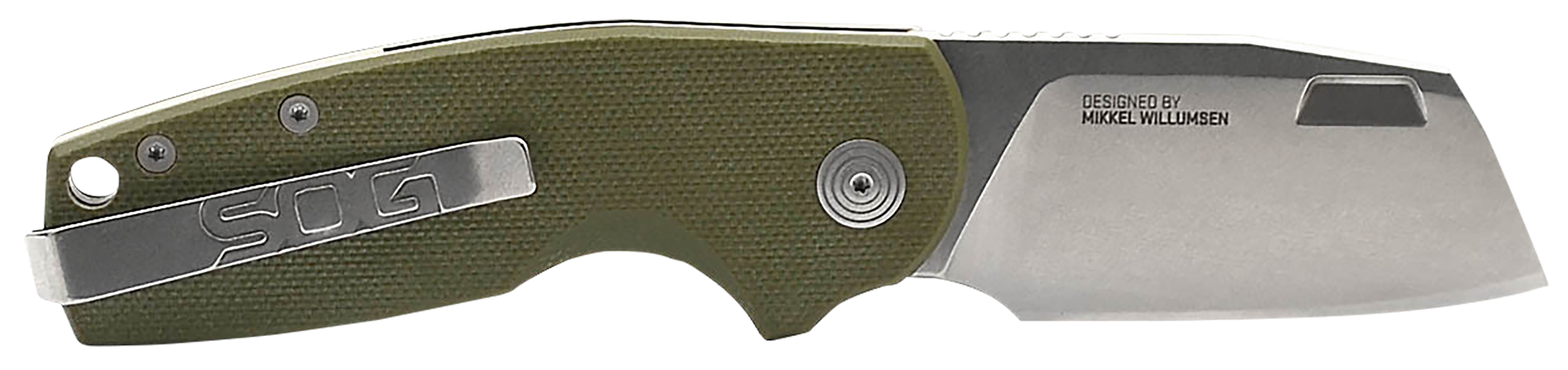 S.O.G SOG16030657 Stout SJ 2.60" Folding Clip Point Plain Cryo D2 Steel Blade/ Olive Drab Textured G10 Handle Includes Belt Clip, Presentation Box