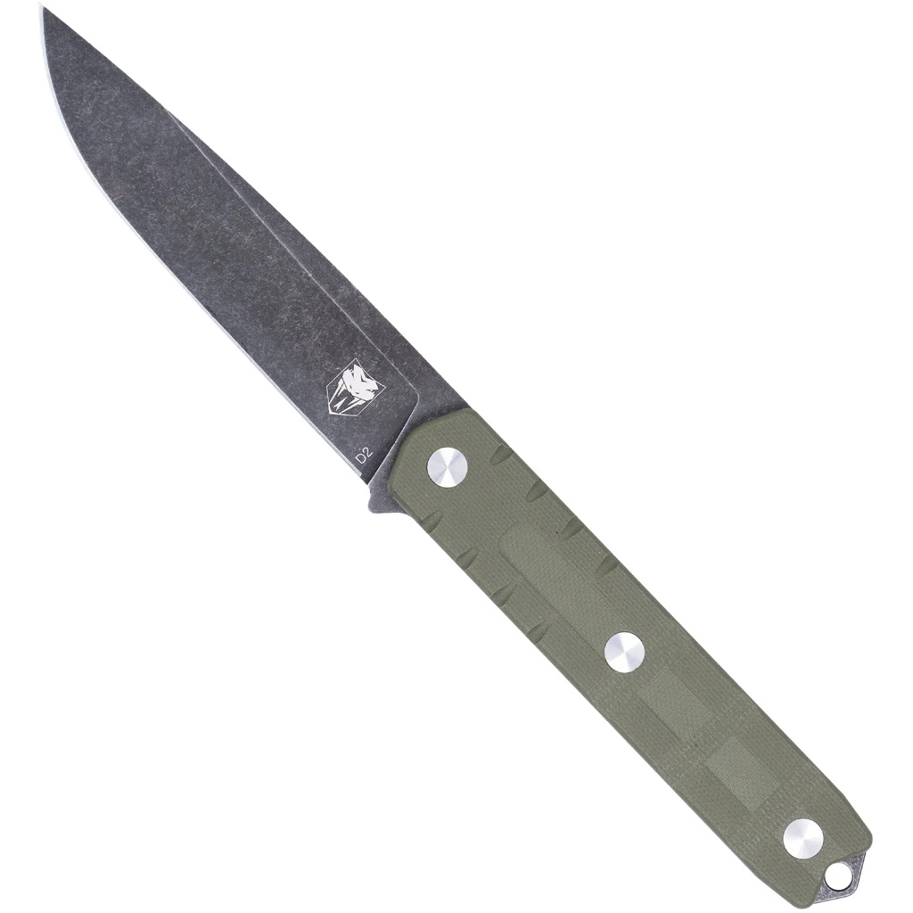 CobraTec Knives CTOWODGDNS Outdoor Warrior 4.50" Fixed Drop Point Plain Stonewashed D2 Steel Blade, 4.75" OD Green Textured G10 Scales Handle