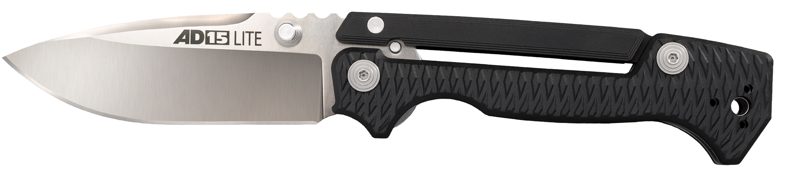 Cold Steel CS58SQLZ AD-15 Lite 3.50" Folding Drop Point Plain Satin AUS-10A SS Blade, 5" Black Textured Griv-Ex Handle