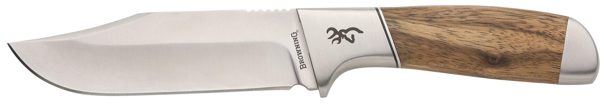 Browning 3220537 Sage Creek  Large 4.50" Fixed Clip Point Plain Satin 9Cr14MoV SS Blade, Brown Zebra Wood Handle
