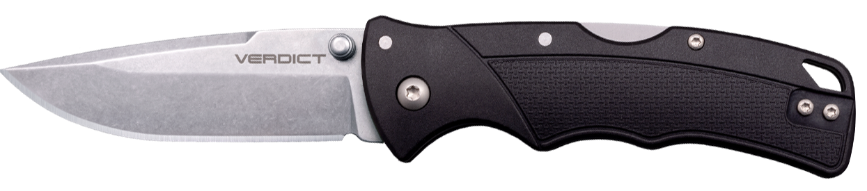 Cold Steel CSFLC3SPSSZ Verdict  EDC 3" Tanto Plain Folding 4116 Krupp SS Blade, Black Textured GFN Handle