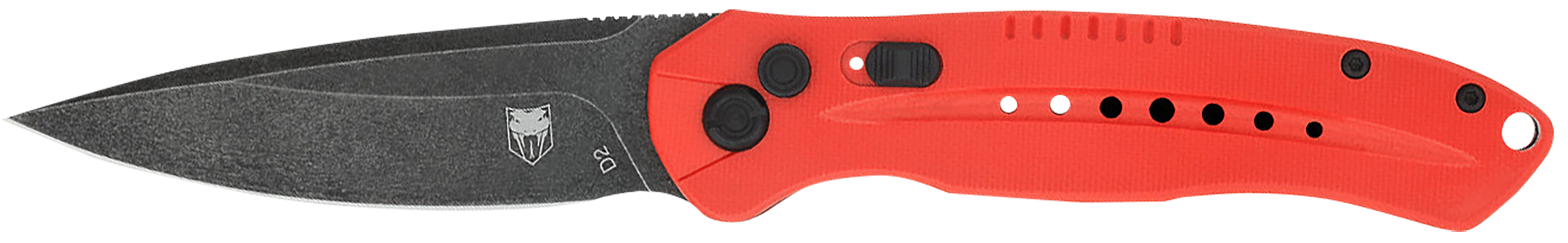 CobraTec Knives REDDIABLOAUTO Diablo  3.50" Folding Black Stonewashed D2 Steel Blade, 4.75" Red Textured G10 Scales Handle