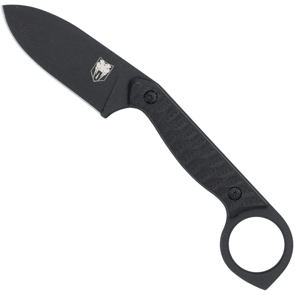 CobraTec Knives CTWLTBLK Wolfteeth  EDC 2.75" Folding Drop Point Plain Black 14C28N Steel Blade, 4.25" Black Textured G10 Scales Handle