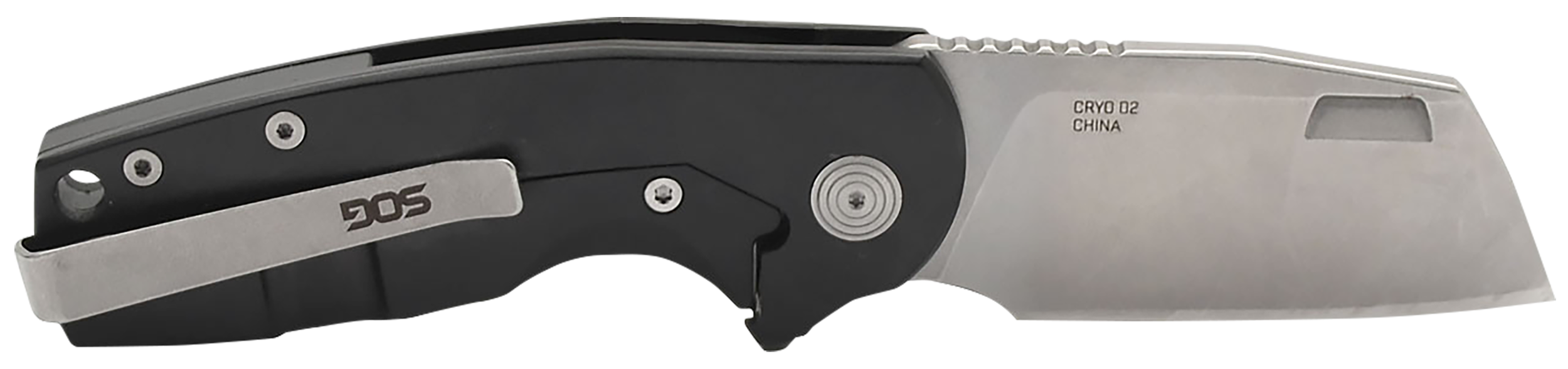 S.O.G SOG14031257 Stout FLK 2.40" Folding Cleaver Plain Satin D2 Steel Blade, Black Textured G10/SS Handle