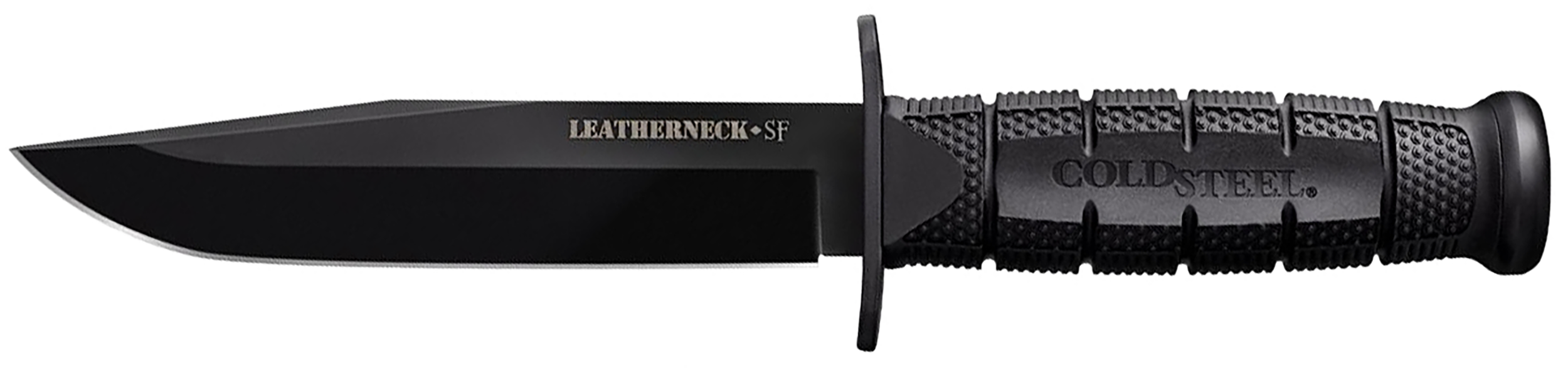 Cold Steel CS39LSFCZ Leatherneck SF 6.75" Fixed Clip Point Plain Black Matte Powder Coat D2 Steel Blade, 5" Black Checkered Kray-Ex Handle