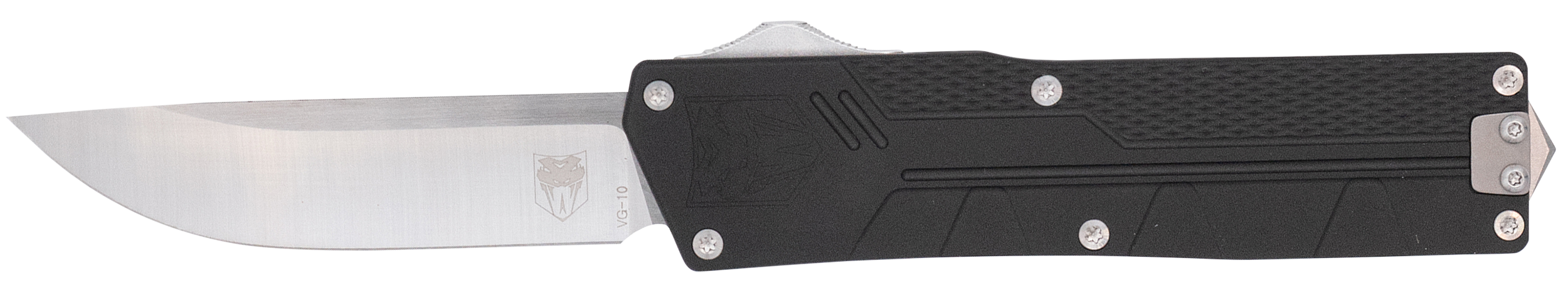 CobraTec Knives CTPRNEDGBLK Paragon  Sports South Exclusive OTF Plain Satin VG-10 SS Blade Black Textured