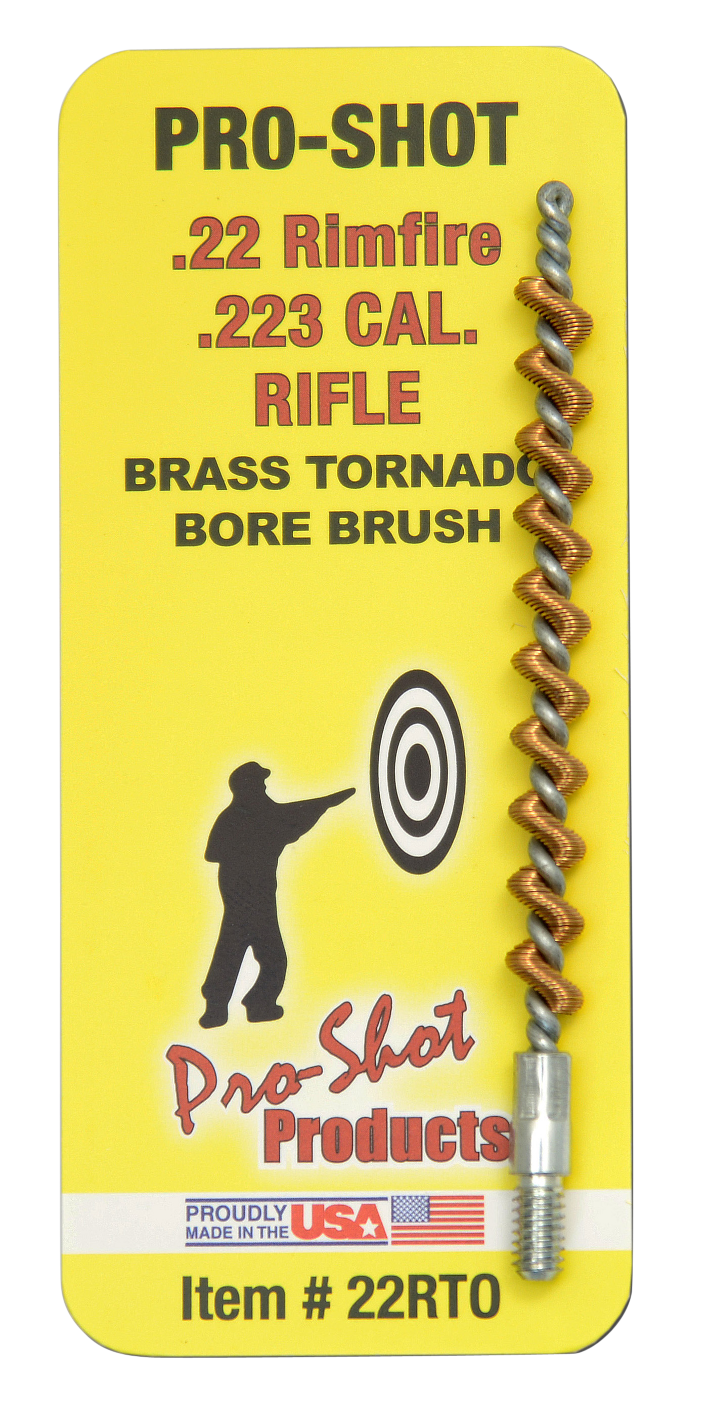Pro-Shot 22RTO Tornado Bore Brush .22/ .223/ 5.56mm Cal Rifle #8-32 Thread Brass Spiral Wound Loop