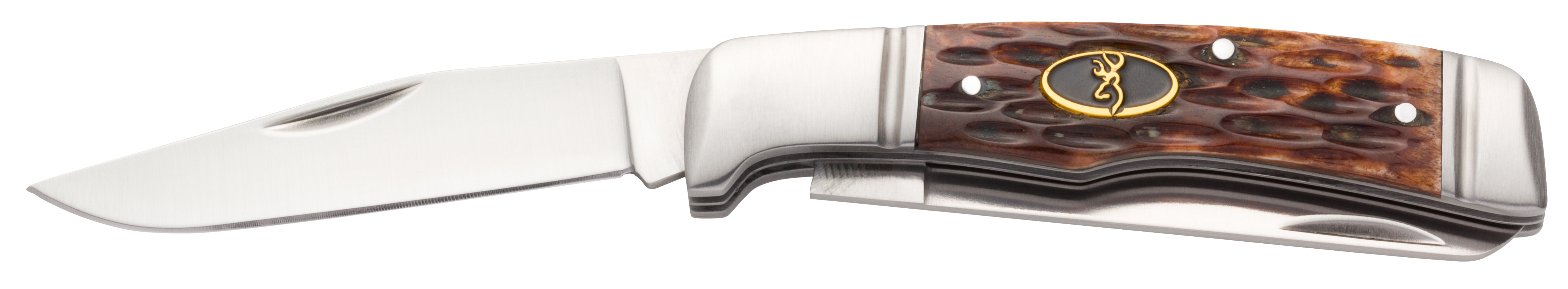 Browning 3220012 Joint Venture  2.88" Folding Drop Point/Spey Point Plain 8Cr13MoV SS Blade Brown Jigged Bone Handle