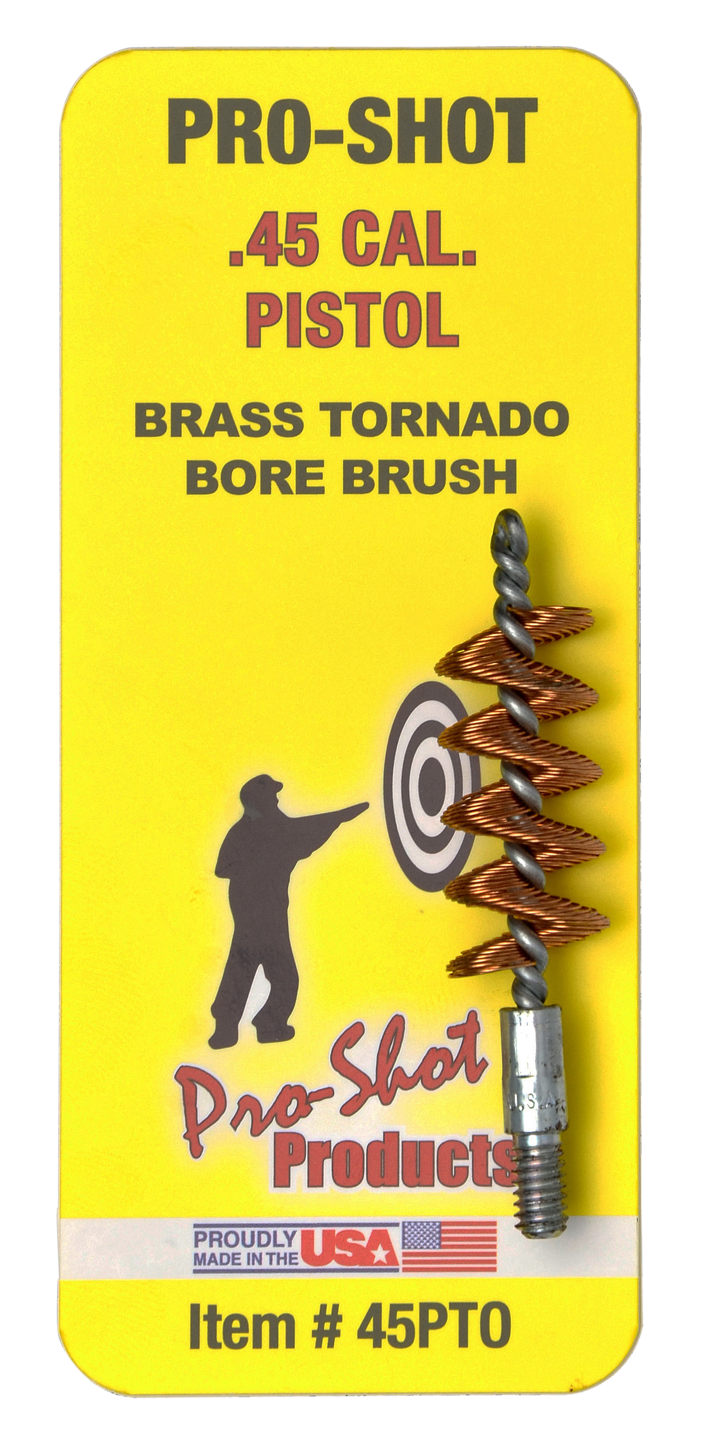 Pro-Shot 45PTO Tornado Bore Brush .45 Cal Pistol #8-32 Thread Brass Spiral Wound Loop