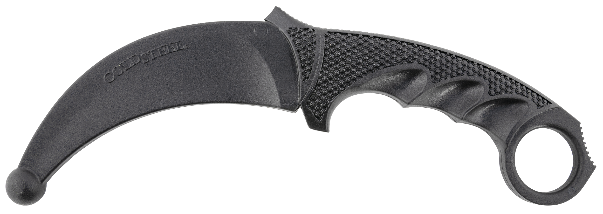 Cold Steel CS92R49 Karambit Rubber Trainer 4" Fixed Plain Black Santoprene Blade/Black Deep Checkered w/Ring Pommel Santoprene Handle