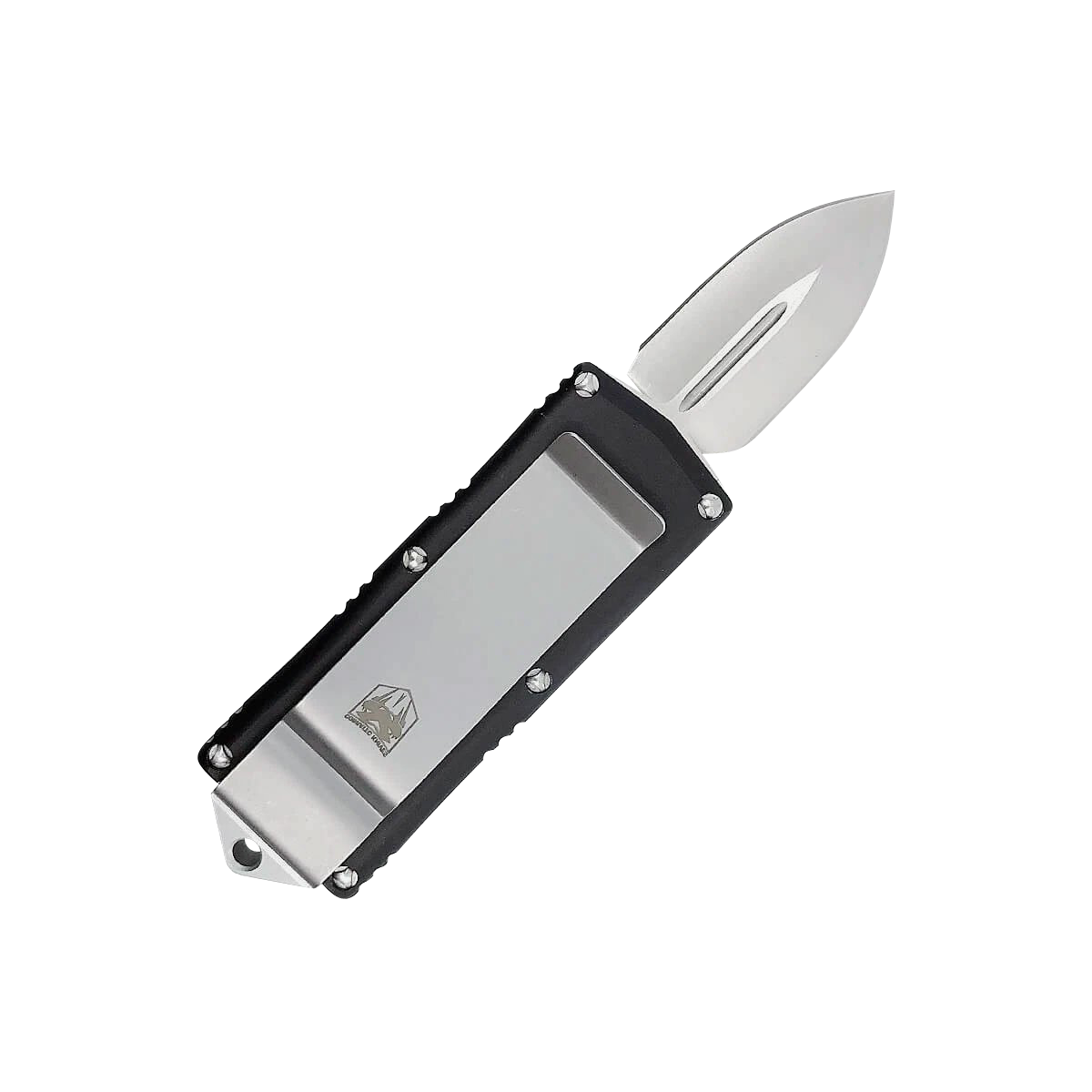 CobraTec Knives BLKOTFMC Money Clip  1.75" OTF Plain D2 Steel Blade/Black Aluminum Handle Includes Pocket Clip