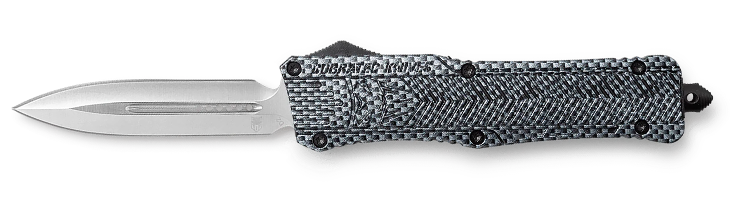CobraTec Knives LCFCTK1LDAGNS CTK-1  Large 3.75" OTF Dagger Plain D2 Steel Blade/Carbon Fiber Aluminum Handle Features Glass Breaker Includes Pocket Clip