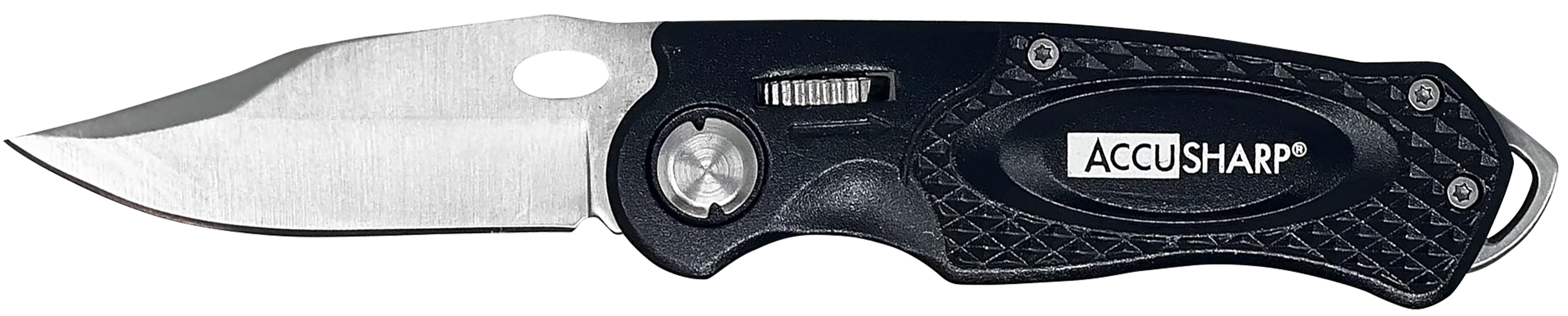 AccuSharp 703C Sport  3" Folding Plain Stainless Steel Blade/Black Anodized Aluminum Handle Includes Belt Clip
