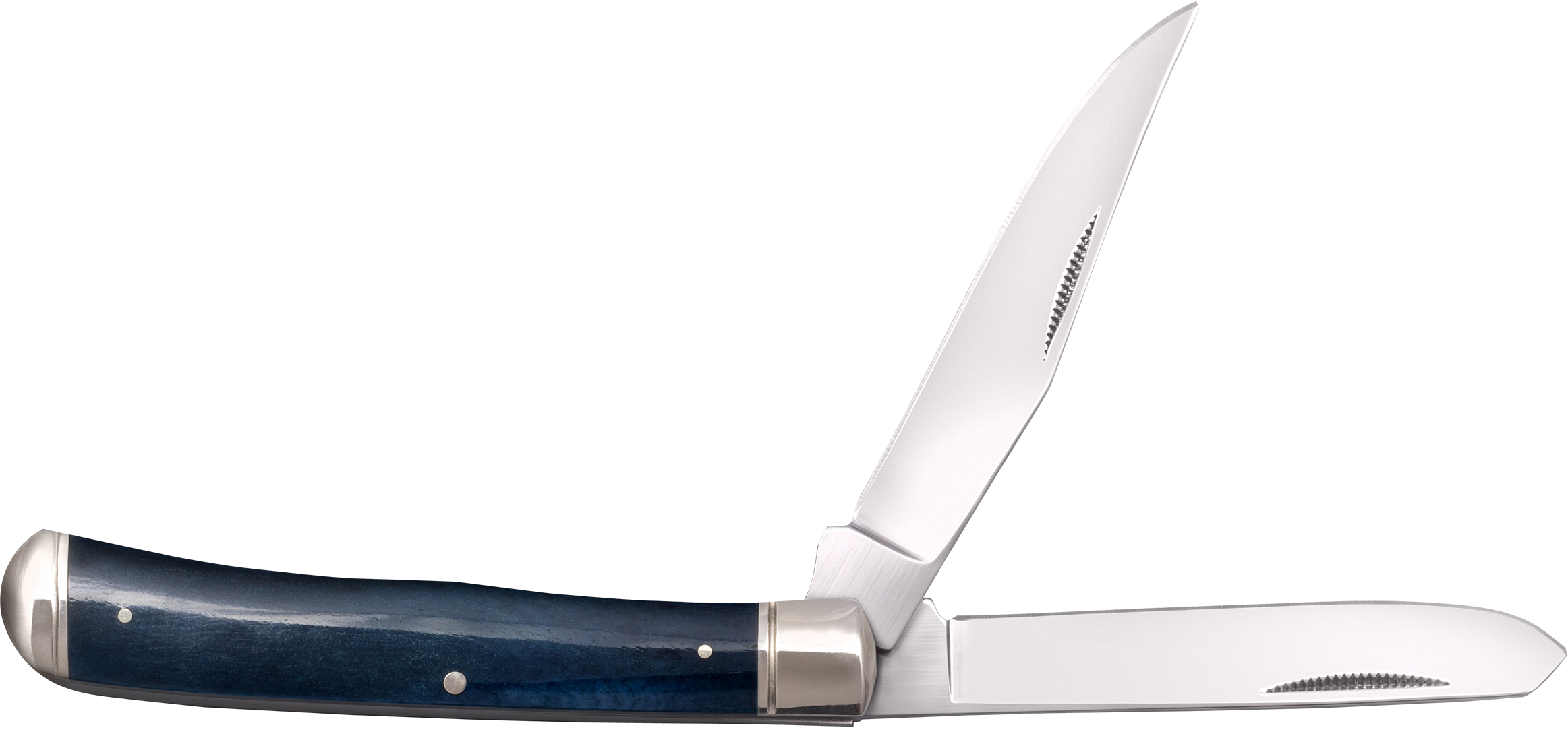 Cold Steel CSFLTRPRB Trapper  3" Folding Clip/Spey Plain 8Cr13MoV SS Blade/Dark Blue  w/Polished Bolsters Bone Handle