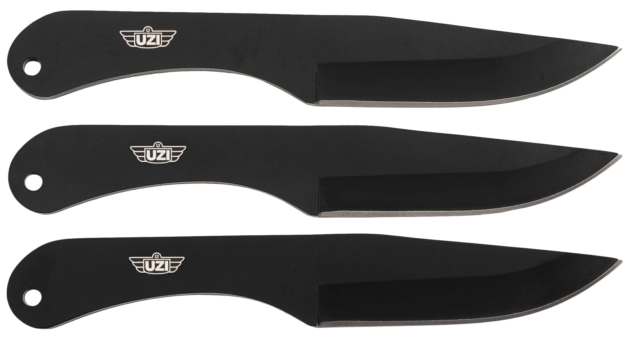 Uzi Accessories UZKTRW004 Throwing Knives IV Three, 8.25" Plain Black Stainless Steel