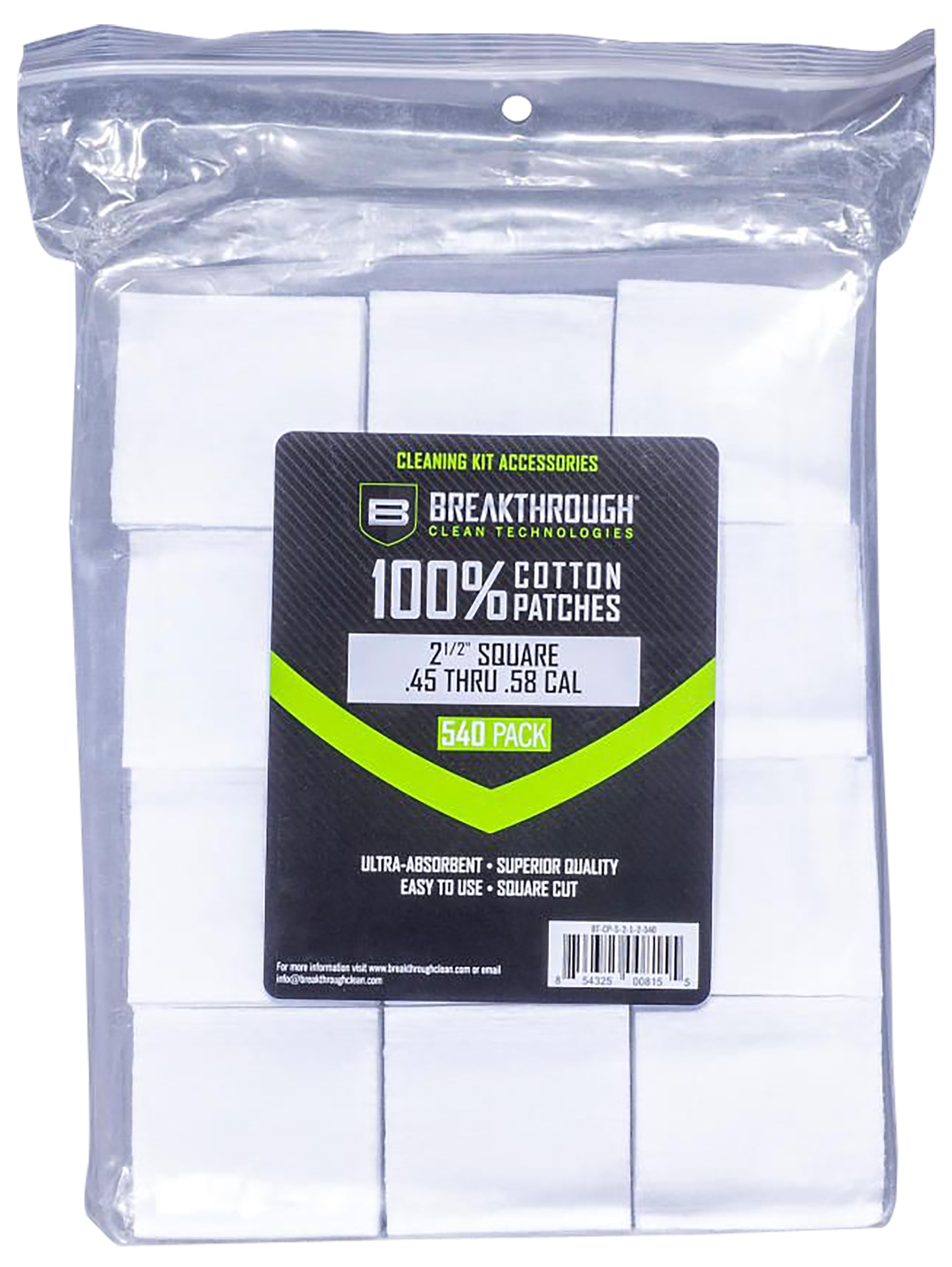 Breakthrough Clean BTCPS212540 Square Patches 45/54 Cal 540 pieces