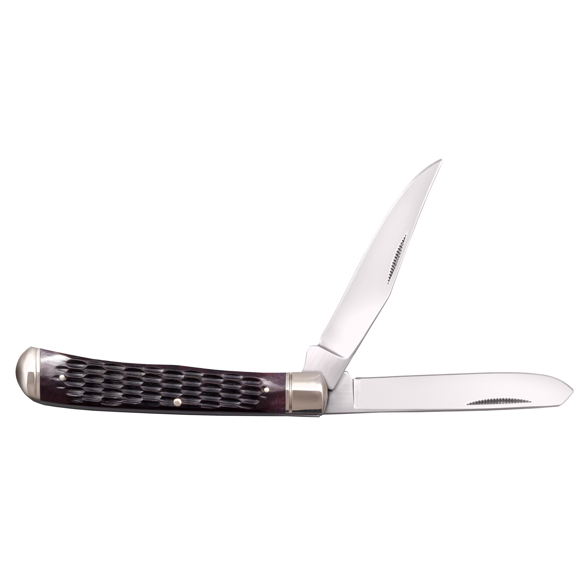 Cold Steel CSFLTRPRJ Trapper  3" Folding Clip/Spey Plain 8Cr13MoV SS Blade/Brown Jigged w/Polished Bolsters Bone Handle