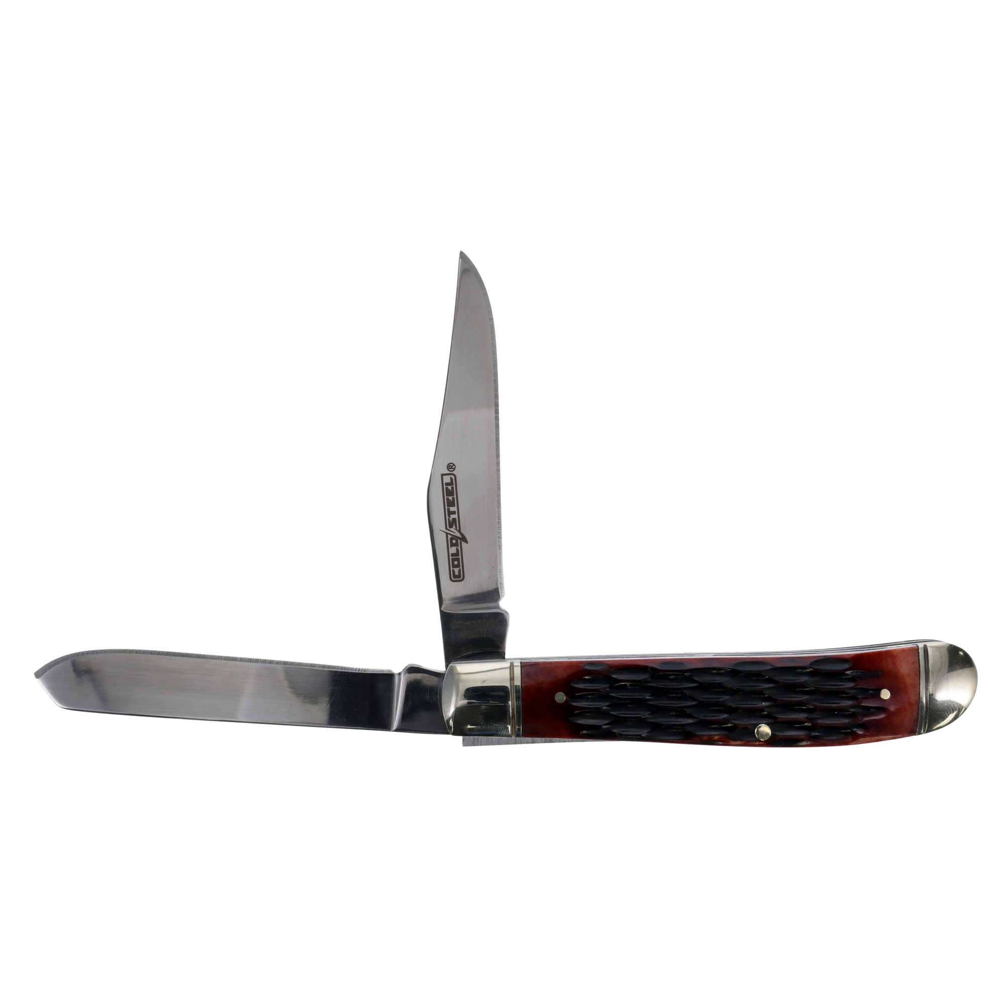 Cold Steel CSFLMTRPRJ Trapper  Mini 2.60"/2.70" Folding Clip/Spey Plain 3Cr13MoV SS Blade/Brown Jigged w/Polished Bolsters Bone Handle