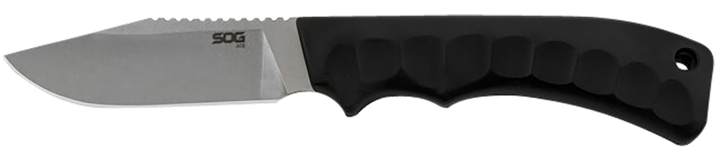S.O.G SOG-ACE1001- Ace  3.80" Fixed Clip Point Plain Stonewashed 7Cr17MoV SS Blade Black TPR Handle Includes Sheath
