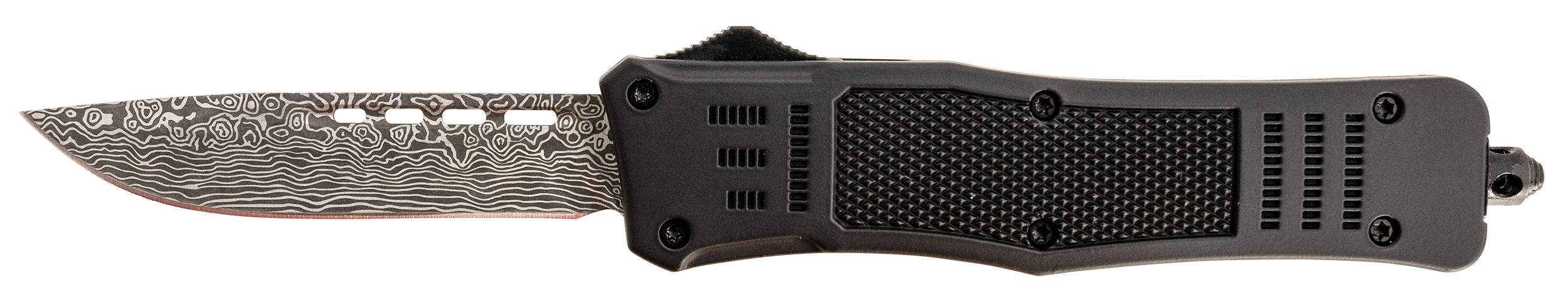 Steel River Knives T618BDDP Spartan  Medium 3.25" Drop Point Plain Laser Etched Damascus 440C SS Blade/4.50" Black Aluminum Zinc Alloy Handle