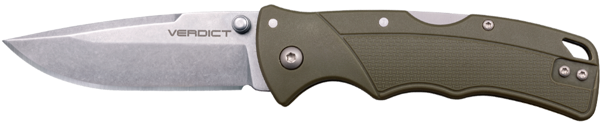 Cold Steel CSFLC3SPSSODGZ Verdict  EDC 3" Spear Point Plain Folding 4116 Krupp SS Blade, ODG Textured GFN Handle