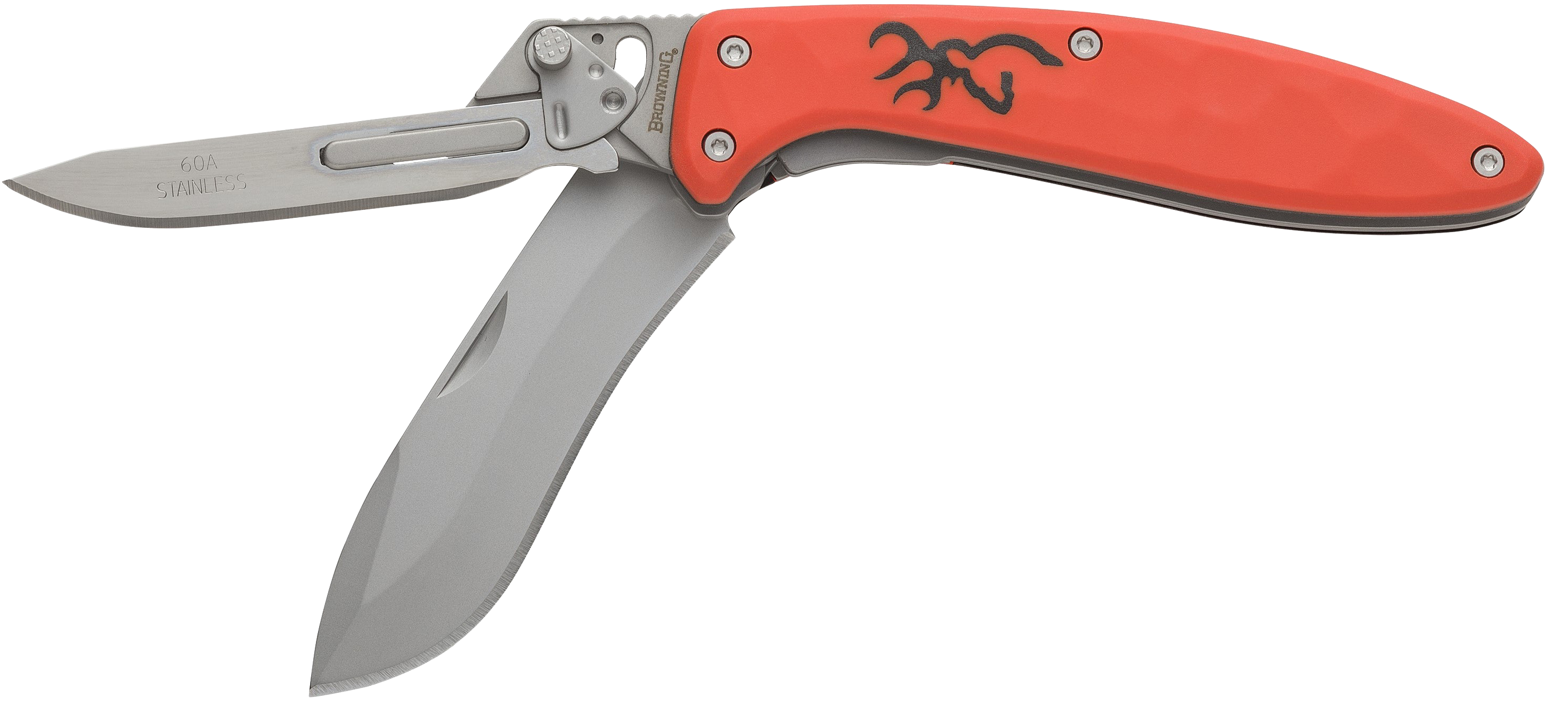 Browning 3220462B Primal Scalpel 2 Boxed 2.75" Folding Drop Point/Scalpel Plain Blaze Orange 8Cr13MoV SS Blade, Blaze Orange Polymer w/Rubber Overmold Handle