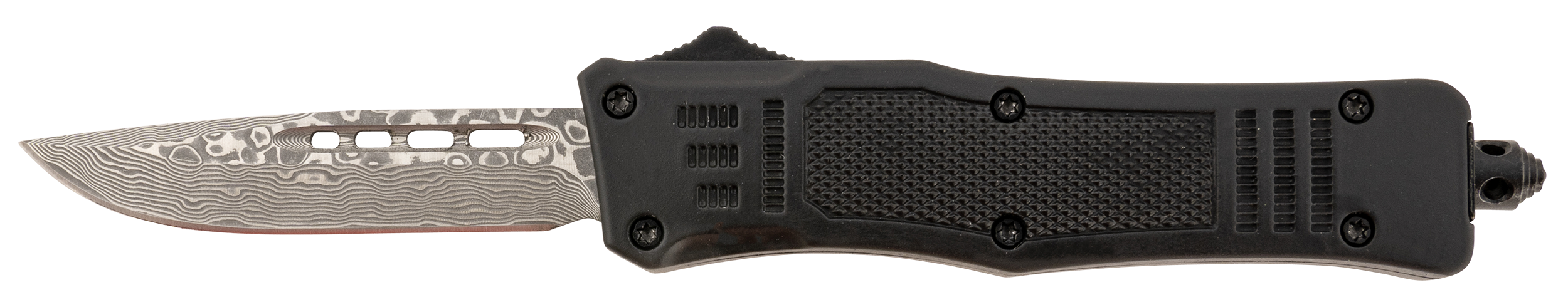 Steel River Knives MT616BRDAMDP Spartan  Mini 2.75" OTF Drop Point Plain Real Damascus 4.25"/ Black Aluminum Zinc Alloy Handle