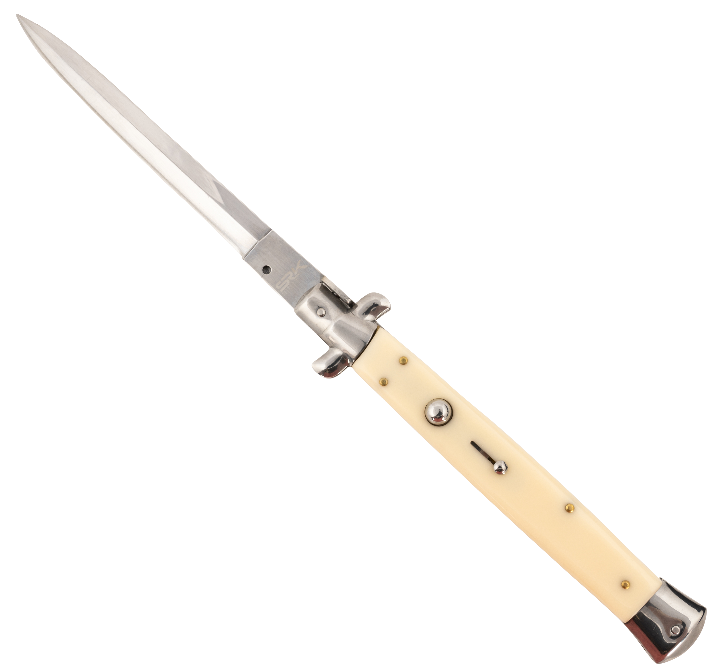 Steel River Knives CISID Spartan  6" Italian Dagger Polished Blade 7" Ivory Synthetic Handle Side Open