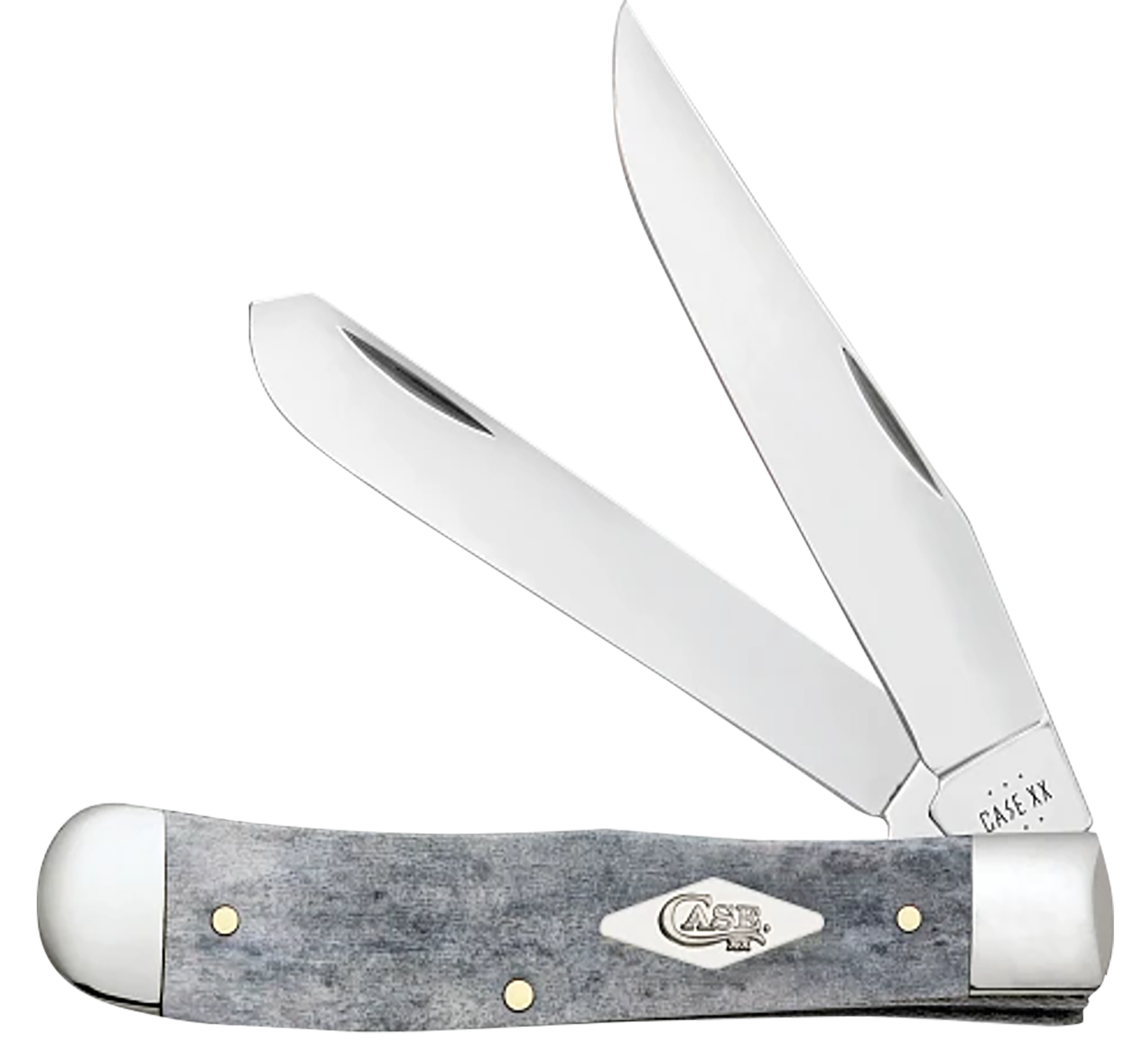 Case 34200 Trapper  Folding Clip Point/Spey Plain Mirror Polished Tru-Sharp SS Blade/ Smooth Gray Bone Handle
