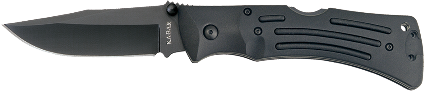 Ka-Bar 3050 Mule  3.88" Folding Clip Point Plain Black Stonewashed AUS-8A SS Blade, Black Zytel Handle, Includes Pocket Clip/Sheath
