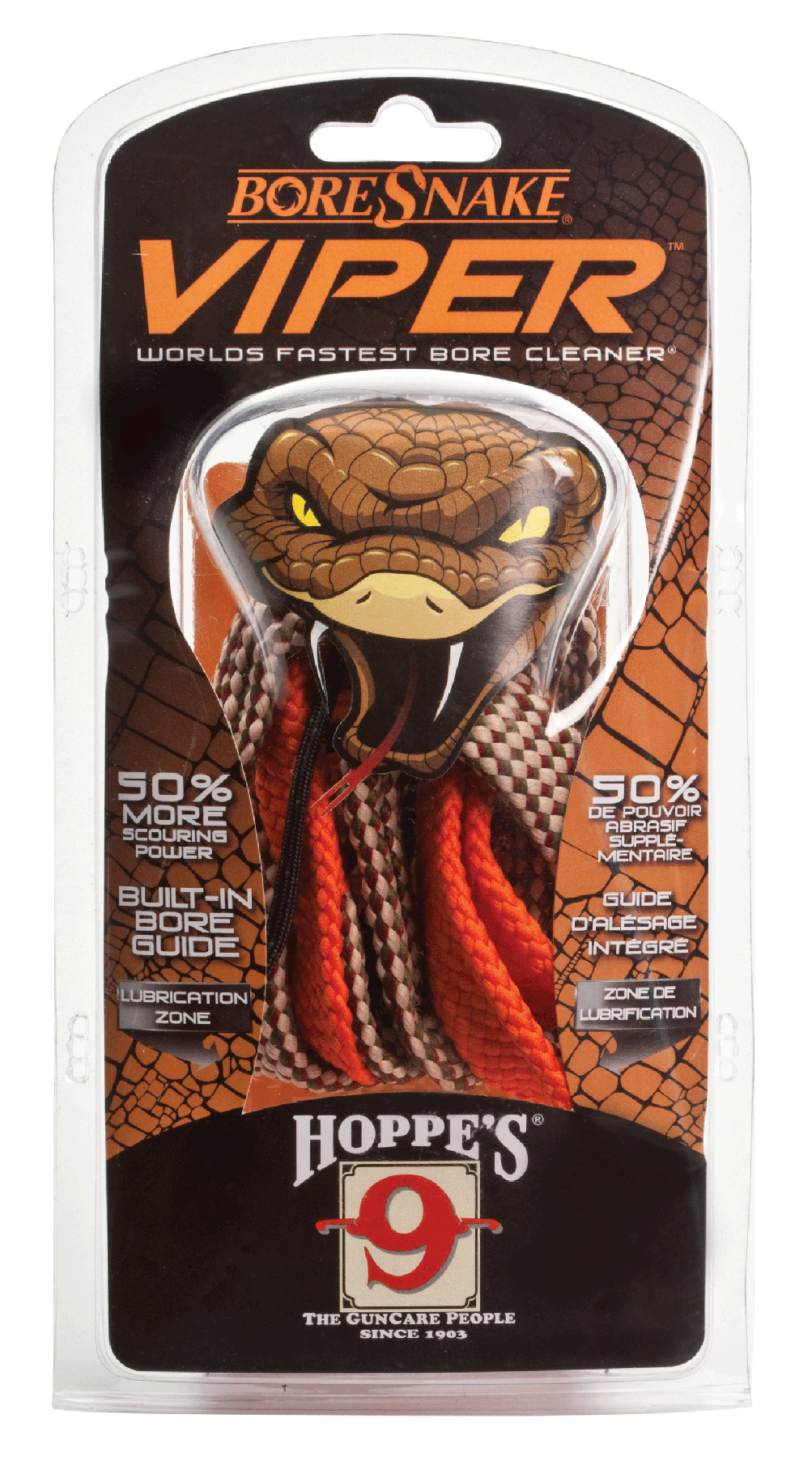 Hoppes 24003V BoreSnake Viper Bore Cleaner 40/41 Caliber Bronze Bristle                                                                                                                                 