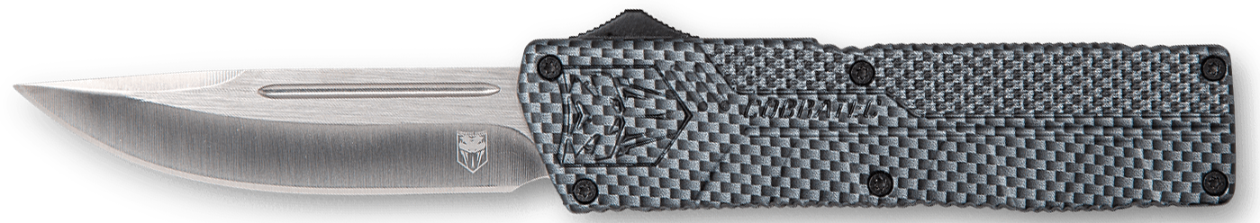 CobraTec Knives CFCTLWDNS Lightweight  3.25" OTF Drop Point Plain D2 Steel Blade/Carbon Fiber Aluminum Handle Includes Pocket Clip