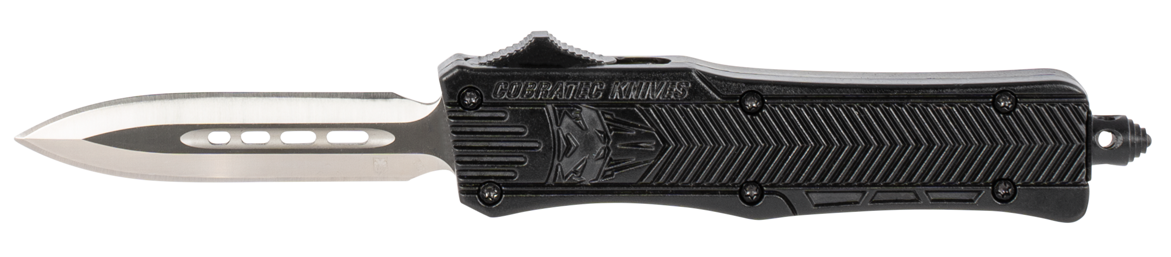 CobraTec Knives SBCTK1SDAGNS CTK-1  Small 2.25" OTF Dagger Plain D2 Steel Blade, Black Aluminum Handle Features Glass Breaker                                                                           