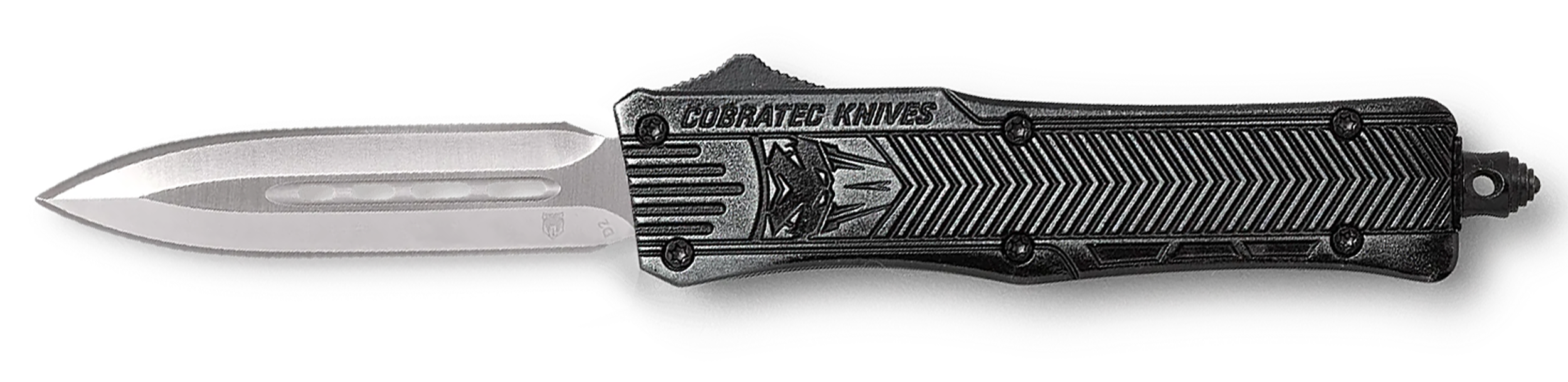 CobraTec Knives SSWCTK1SDAGNS CTK-1  Small 2.75" OTF Dagger Plain D2 Steel Blade/Stonewashed Aluminum Handle Features Glass Breaker Includes Pocket Clip
