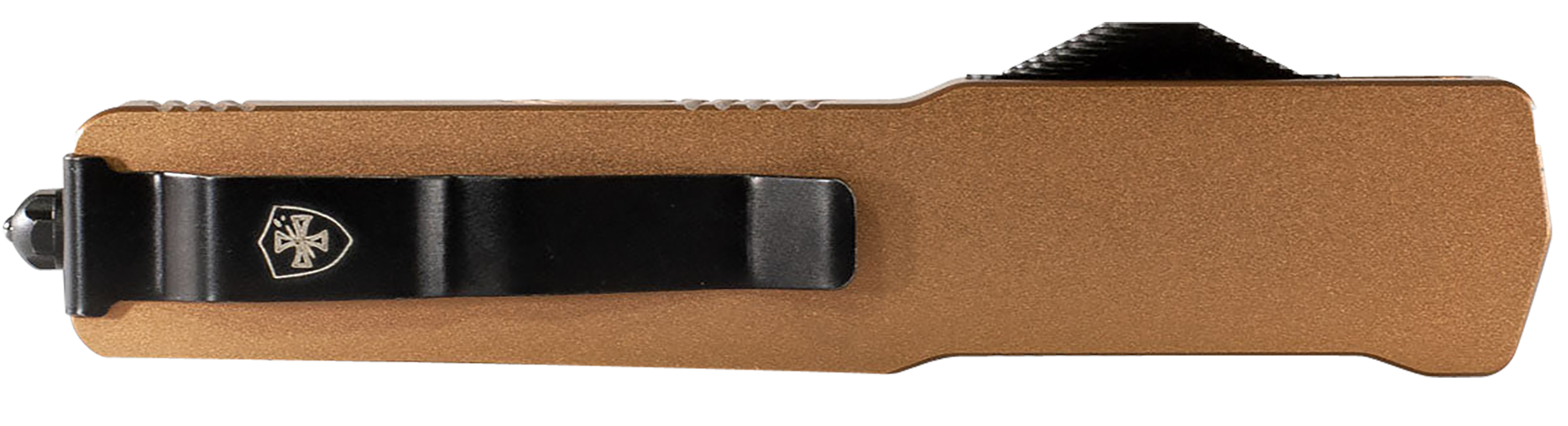 Templar Knife MAAB321 Premium Lightweight Slim 8.09" OTF Drop Point Plain Black Oxide Stonewashed Powdered D2 Steel Blade/4.93" Bronze Anodized Aluminum Handle