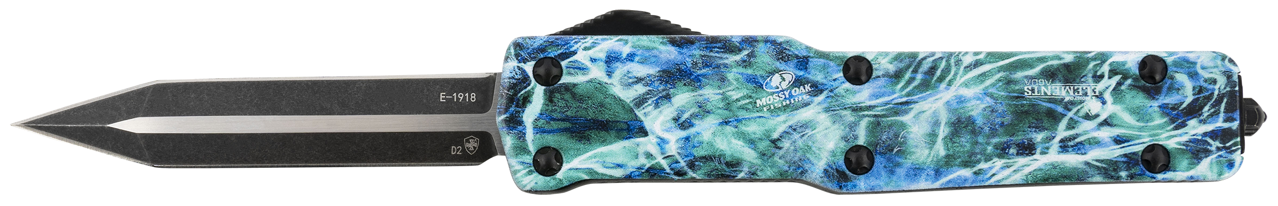 Templar Knife MZMOS121 Premium Weighted Slim 3.16" OTF Dagger Plain Black Oxide Stonewashed Powdered D2 Steel Blade/4.93" Mossy Oak Seafoam Aluminum Zinc Alloy Handle