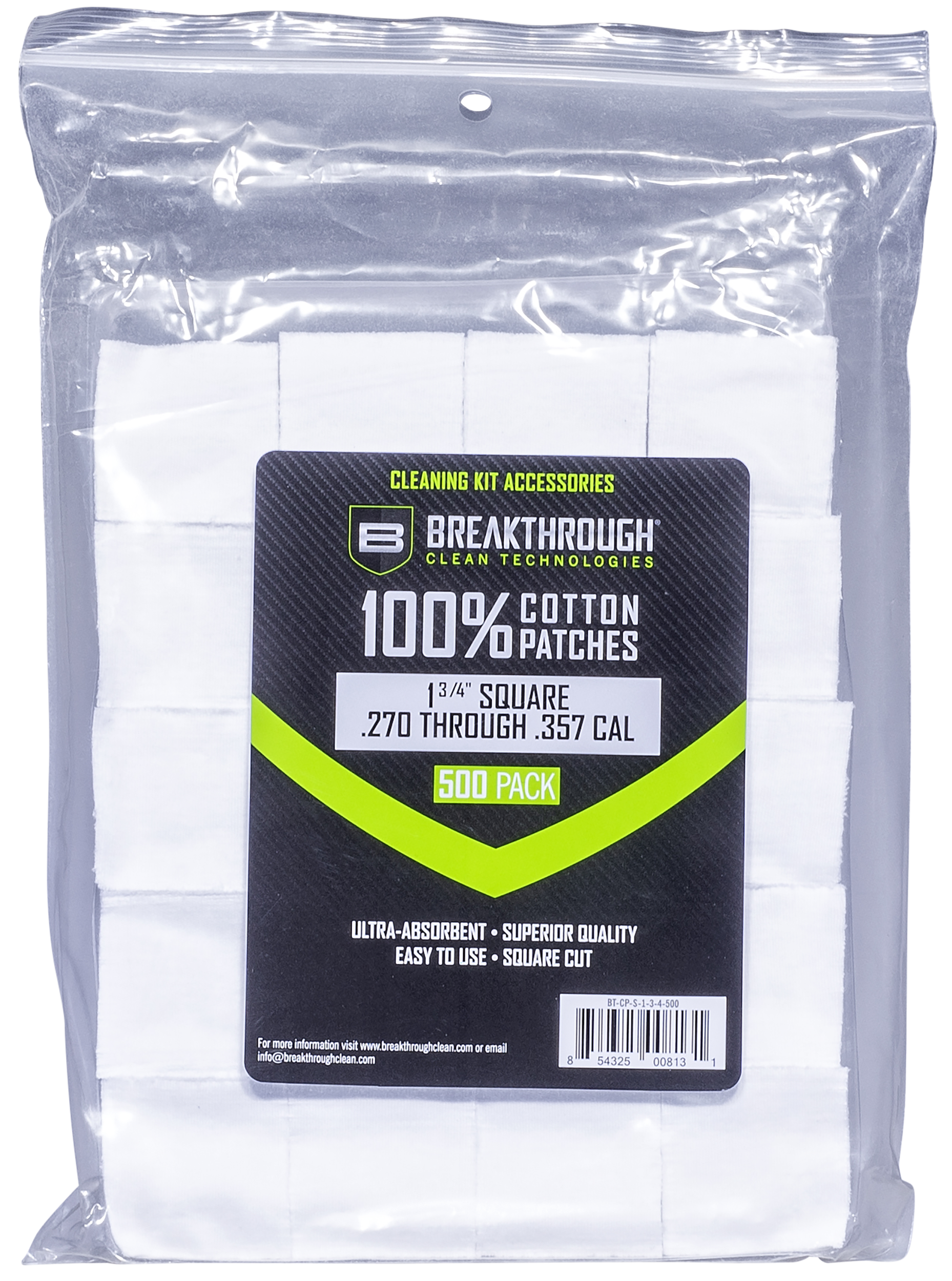 Breakthrough Clean BTCPS134500 Square Patches 270/357 Cal 1.75" 500 pieces
