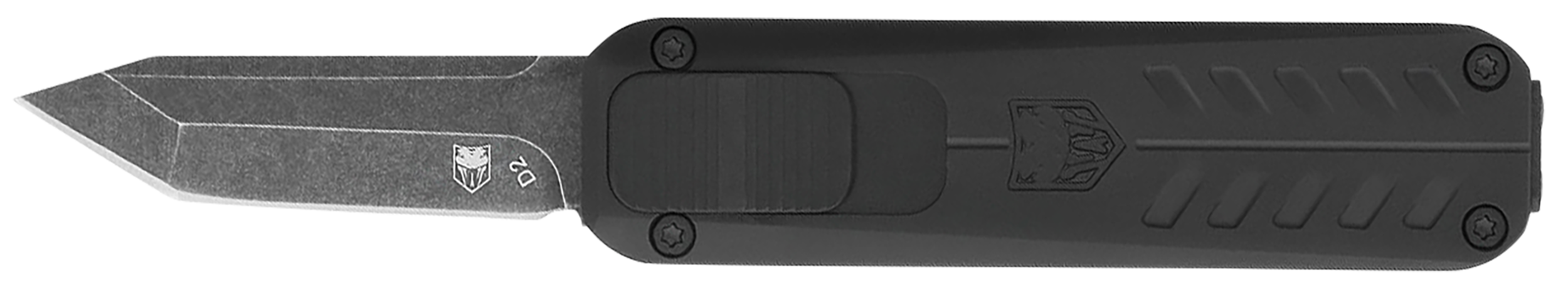 CobraTec Knives CALI929TBBLKTNS California 929TB 1.75" OTF Tanto Plain Stonewashed D2 Steel Blade/ Black Anodized Aluminum Handle Includes Pocket Clip/Pouch