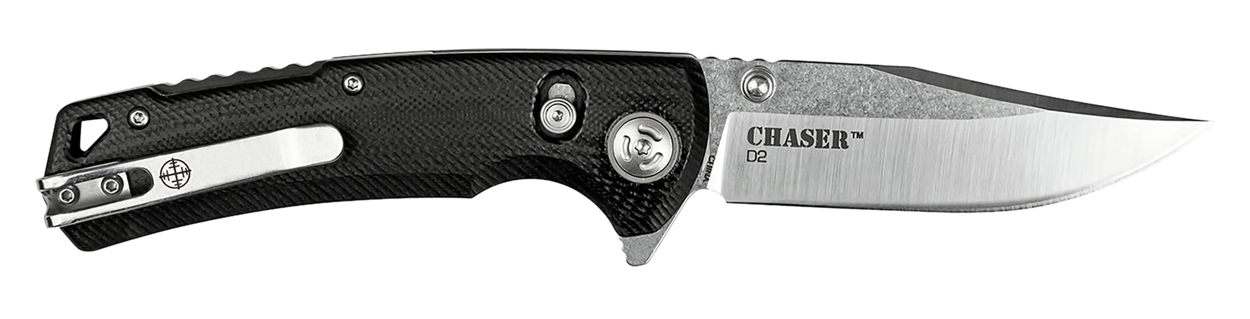 Elite Tactical ETFDR006CS Chaser  3.50" Folding Clip Point Plain Satin D2 Steel Blade/ Black G10 Handle Features Clamshell Packaging Includes Pocket Clip                                               