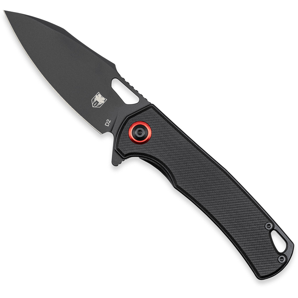 CobraTec Knives CTWOLVERINEGRN Wolverine  3.13" OTF Drop Point Plain Black TiCN D2 Steel Blade, 4.25" Black Textured G10 Handle