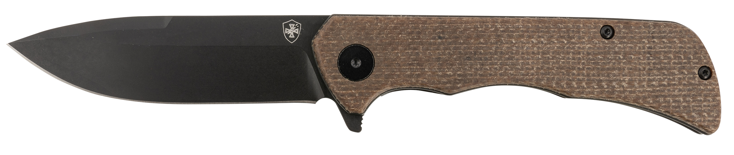 Templar Knife PFMBN321 Paladin  3.27" Folding Drop Point Plain Black Powder Coated D2 Steel Blade, 4.40" Brown Micarta Handle Includes Pocket Clip