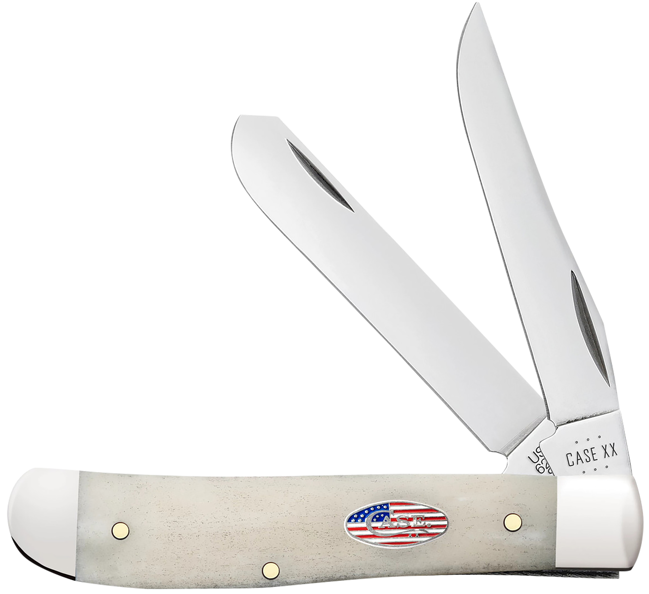 Case 14091 Mini Trapper  2.70"/2.75" Folding Clip Point/Spey Plain Mirror Polished Tru-Sharp SS Blade, Smooth Natural Bone Handle